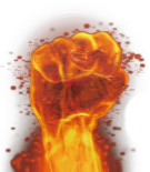 Flaming clenched fist