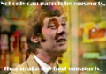Cartoon version of Michael Palin from the Dead Parrot Sketch. Text: Not only can parrots be eggspurts, they make the best eggspurts.
